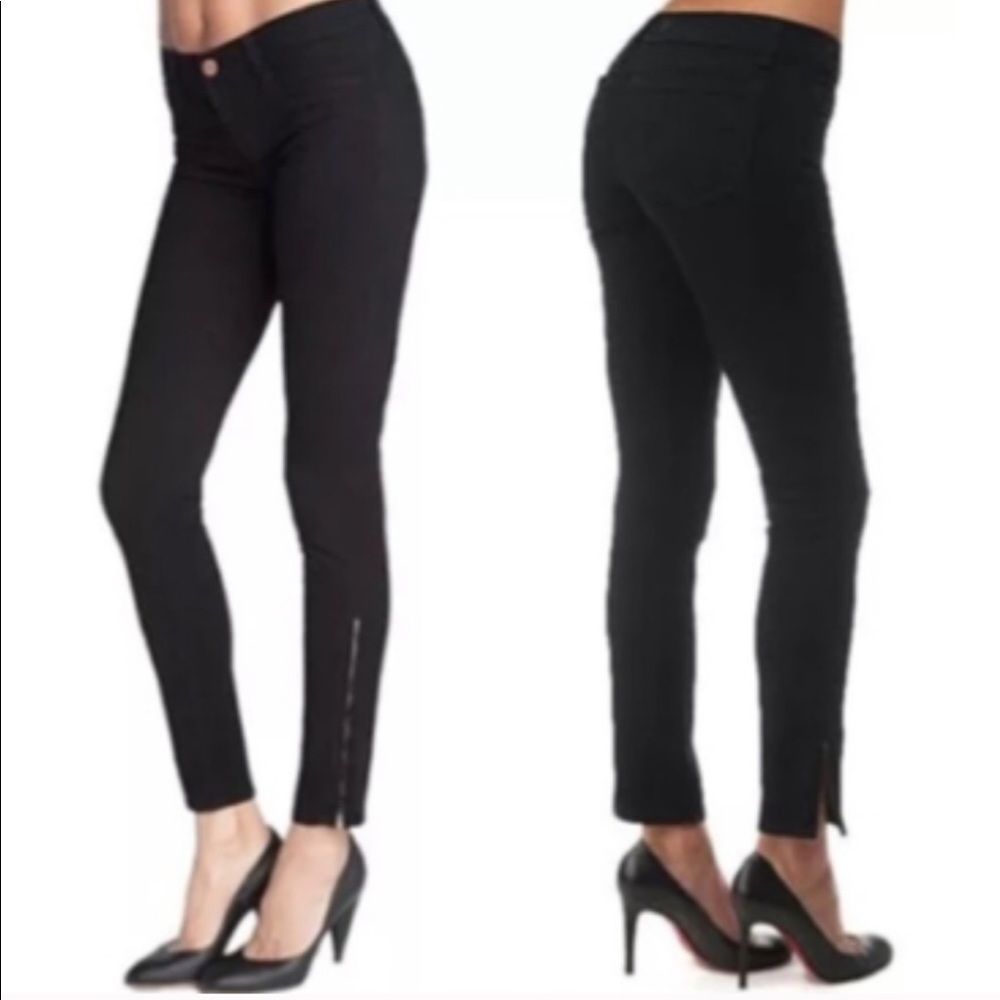 J BRAND Black The Deal Zip Black Skinny Jeans